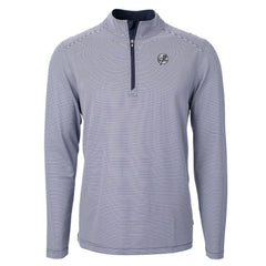 New York Yankees Cutter & Buck Virtue Eco Pique Micro Stripe Quarter-Zip Jacket - Navy
