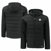 Milwaukee Brewers Cutter & Buck Big & Tall Evoke Hybrid Eco Softshell Recycled Full-Zip Hooded PrimaLoft Jacket - Black