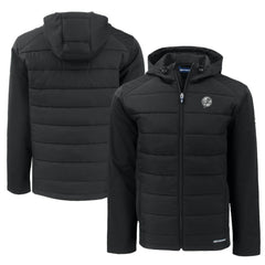 New York Yankees Cutter & Buck Big & Tall Evoke Hybrid Eco Softshell Recycled Full-Zip Hooded PrimaLoft Jacket - Black