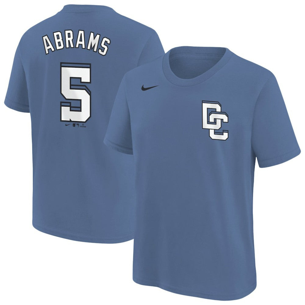 CJ Abrams Washington Nationals Youth Fuse City Connect Name & Number T-Shirt - Blue | Nike