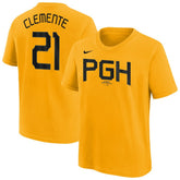 Roberto Clemente Pittsburgh Pirates Youth Fuse City Connect Name & Number T-Shirt - Gold | Nike