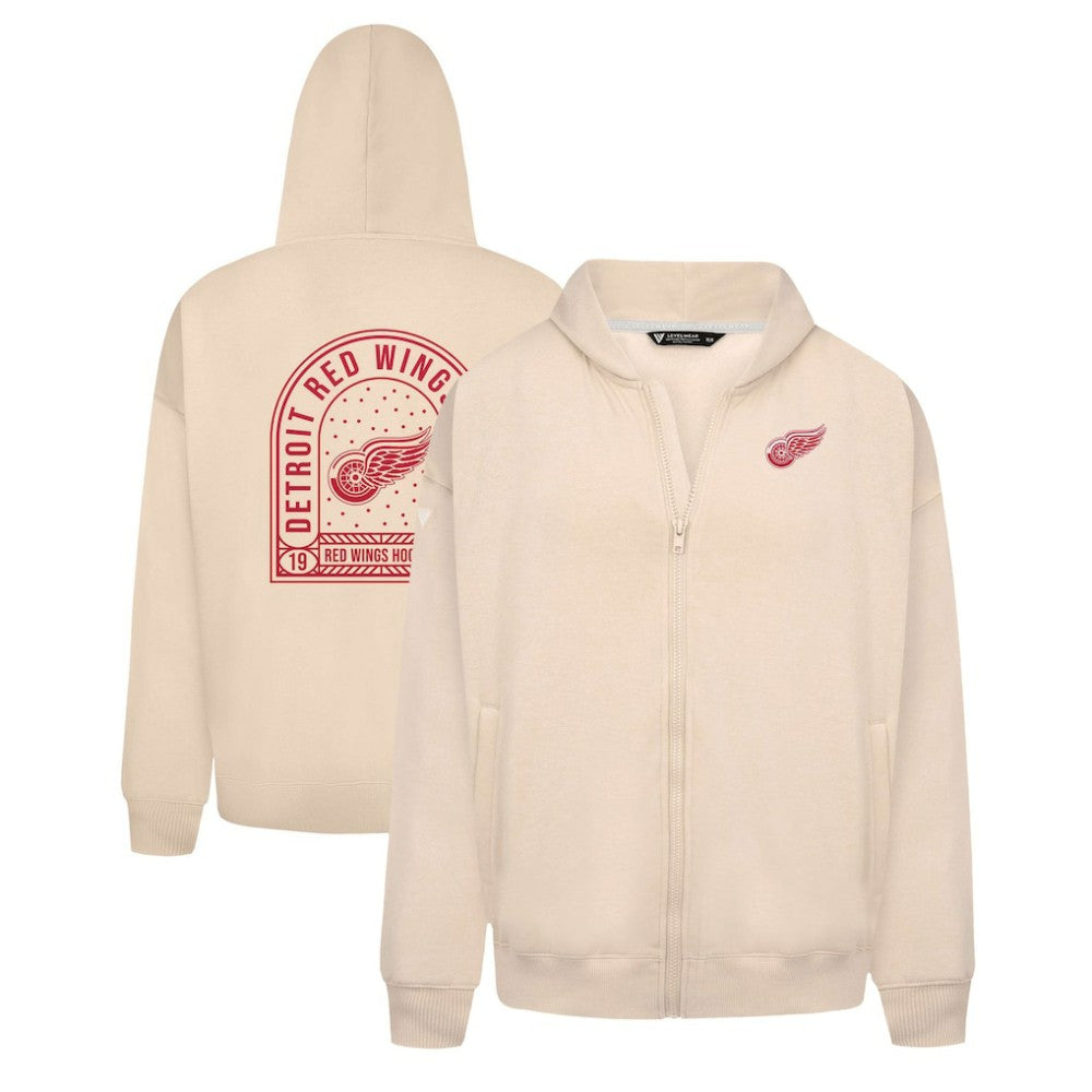 Detroit Red Wings Levelwear Uphill Stained Glass Full-Zip Hoodie Jacket Khaki