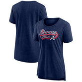 Atlanta Braves Women's League Leader Tri-Blend T-Shirt - Navy