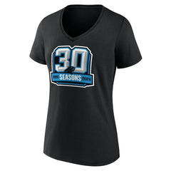 Carolina Panthers Women's 30th Anniversary V-Neck T-Shirt - Black on sale