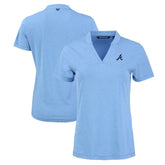 Atlanta Braves Cutter & Buck Women's Forge Stretch Blade DryTec V-Neck Polo - Heather Light Blue