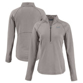 Atlanta Braves Cutter & Buck Women's Peshastin Eco Fleece Recycled Raglan Half-Zip Top - Heather Gray