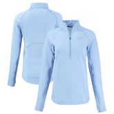 Kansas City Royals Cutter & Buck Women's Peshastin Eco Fleece Recycled Raglan Half-Zip Top - Heather Light Blue