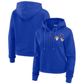 Los Angeles Rams WEAR by Erin Andrews Women's Plus Size Waffle Hoodie Pullover Top - Royal online