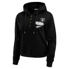 Las Vegas Raiders WEAR by Erin Andrews Women's Plus Size Waffle Hoodie Pullover Top - Black discount
