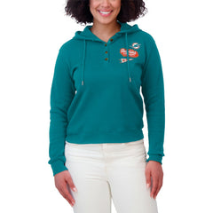 Miami Dolphins WEAR by Erin Andrews Women's Plus Size Waffle Hoodie Pullover Top - Aqua cheap