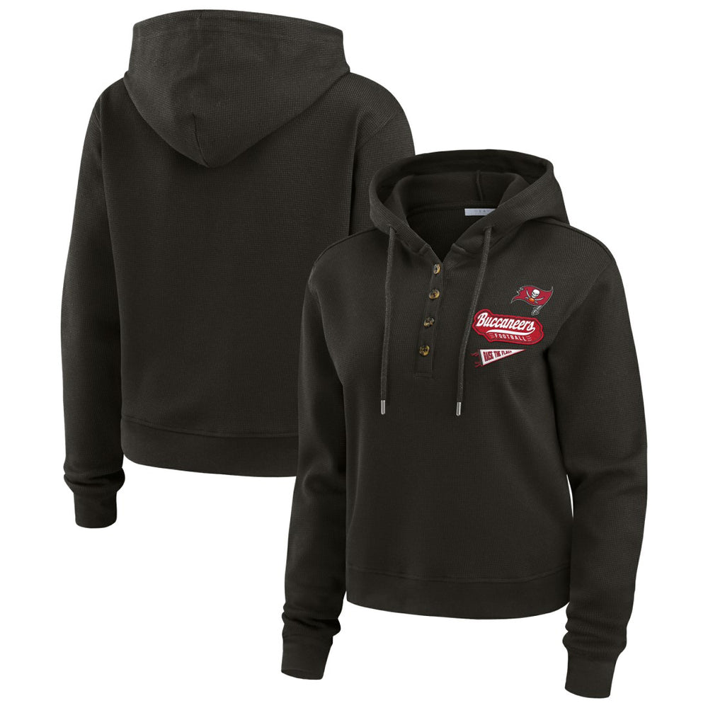 Tampa Bay Buccaneers WEAR by Erin Andrews Women's Plus Size Waffle Hoodie Pullover Top - Pewter on sale