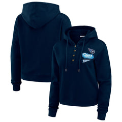 Tennessee Titans WEAR by Erin Andrews Women's Plus Size Waffle Hoodie Pullover Top - Navy sale