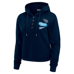 Tennessee Titans WEAR by Erin Andrews Women's Plus Size Waffle Hoodie Pullover Top - Navy sale