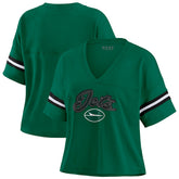 New York Jets WEAR by Erin Andrews Women's Plus Size Color Block Boxy T-Shirt - Green/White discount