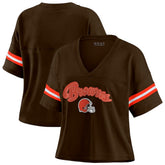 Cleveland Browns WEAR by Erin Andrews Women's Plus Size Color Block Boxy T-Shirt - Brown/White online