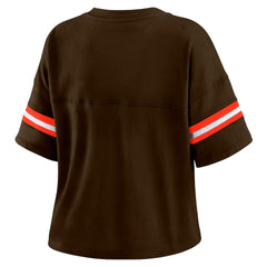 Cleveland Browns WEAR by Erin Andrews Women's Plus Size Color Block Boxy T-Shirt - Brown/White online