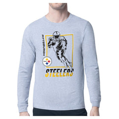 Pittsburgh Steelers Starter Player Grid Long Sleeve T-Shirt - Heather Gray online