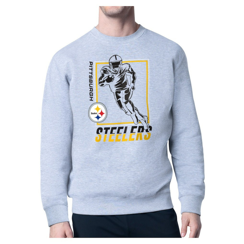 Pittsburgh Steelers Starter Player Grid Pullover Sweatshirt - Heather Gray on sale
