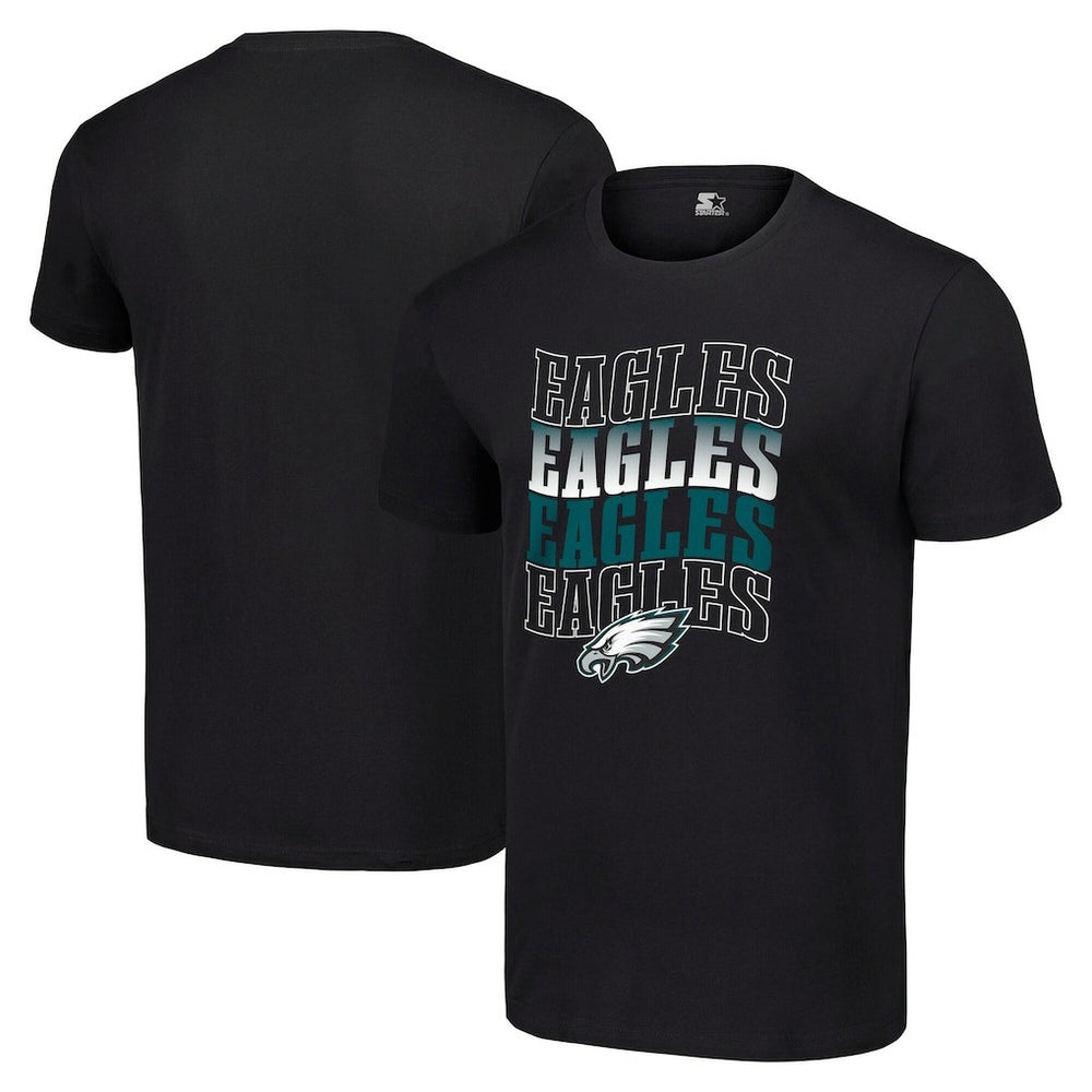 Philadelphia Eagles Starter Four Team Name Logo T-Shirt - Black outlet