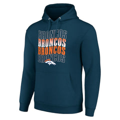Denver Broncos Starter Four Team Name Logo Fleece Pullover Hoodie - Navy outlet