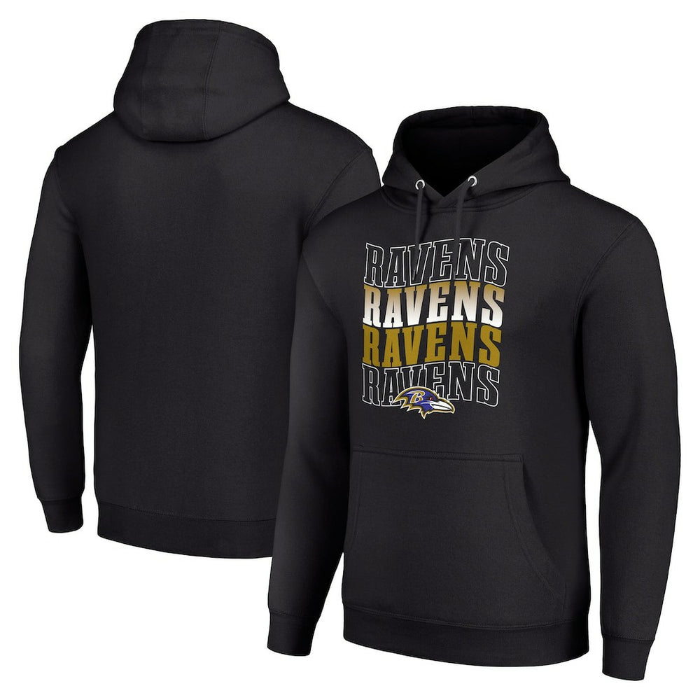 Baltimore Ravens Starter Four Team Name Logo Fleece Pullover Hoodie - Black on sale
