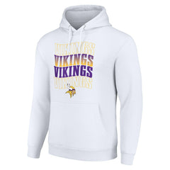 Minnesota Vikings Starter Four Team Name Logo Fleece Pullover Hoodie - White on sale