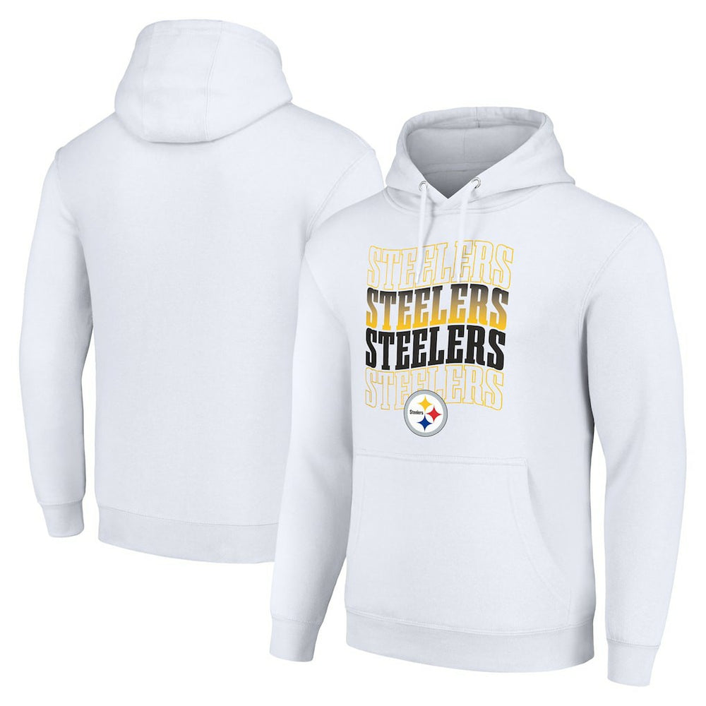 Pittsburgh Steelers Starter Four Team Name Logo Fleece Pullover Hoodie - White cheap