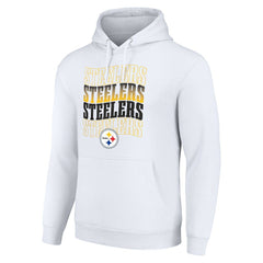 Pittsburgh Steelers Starter Four Team Name Logo Fleece Pullover Hoodie - White cheap