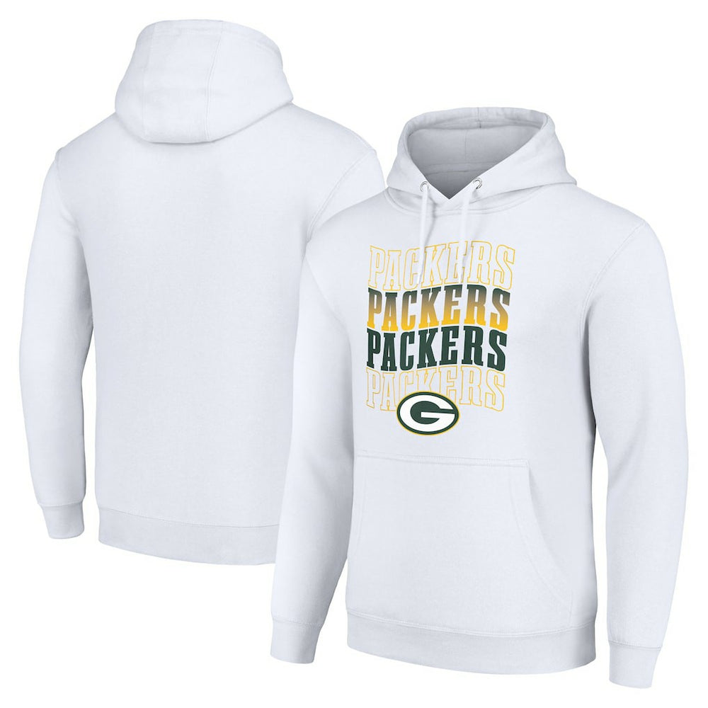 Green Bay Packers Starter Four Team Name Logo Fleece Pullover Hoodie - White on sale