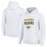 Green Bay Packers Starter Four Team Name Logo Fleece Pullover Hoodie - White on sale