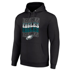 Philadelphia Eagles Starter Four Team Name Logo Fleece Pullover Hoodie - Black for sale