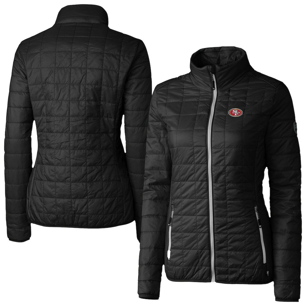 San Francisco 49ers Cutter & Buck Women's Rainier PrimaLoft Eco Insulated Full-Zip Puffer Jacket - Black for sale