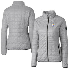 Pittsburgh Steelers Cutter & Buck Women's Rainier PrimaLoft Eco Insulated Full-Zip Puffer Jacket - Gray for sale