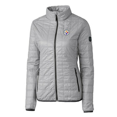 Pittsburgh Steelers Cutter & Buck Women's Rainier PrimaLoft Eco Insulated Full-Zip Puffer Jacket - Gray for sale