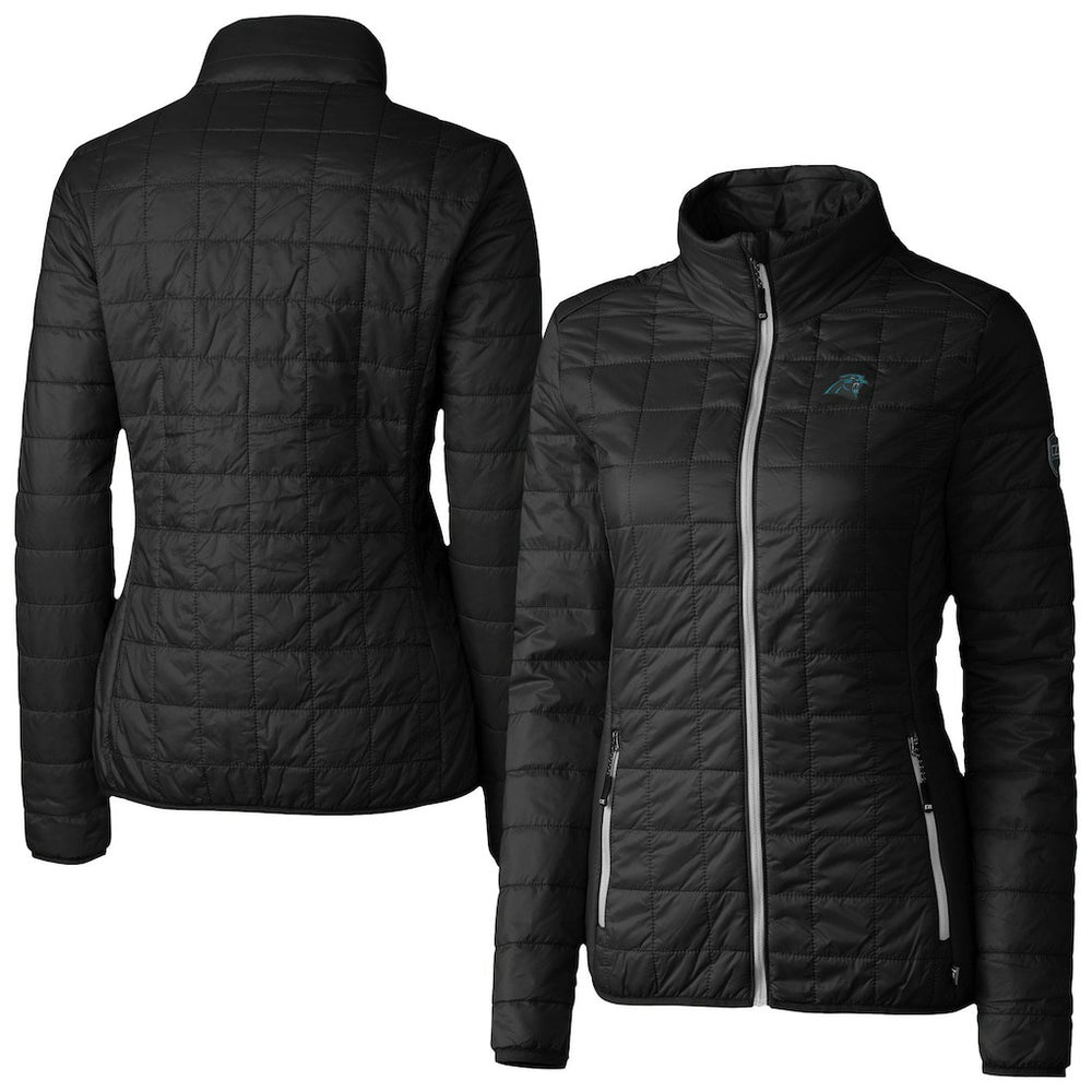 Carolina Panthers Cutter & Buck Women's Rainier PrimaLoft Eco Insulated Full-Zip Puffer Jacket - Black for sale