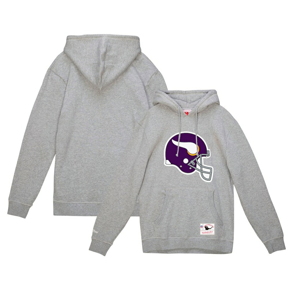 Minnesota Vikings Helmet Logo Vintage Pullover Hoodie - Heather Gray sale