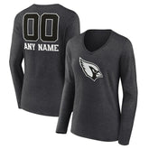 Arizona Cardinals Women's Personalized Name & Number Monochrome V-neck T-Shirt - Charcoal outlet