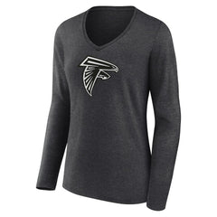 Atlanta Falcons Women's Personalized Name & Number Monochrome V-neck T-Shirt - Charcoal on sale
