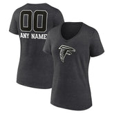 Atlanta Falcons Women's Personalized Name & Number Monochrome V-Neck Long Sleeve T-Shirt - Charcoal sale