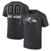 Baltimore Ravens Personalized Name & Number Monochrome T-Shirt - Charcoal discount