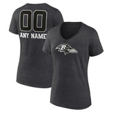 Baltimore Ravens Women's Personalized Name & Number Monochrome V-Neck Long Sleeve T-Shirt - Charcoal online