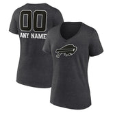 Buffalo Bills Women's Personalized Name & Number Monochrome V-Neck Long Sleeve T-Shirt - Charcoal outlet