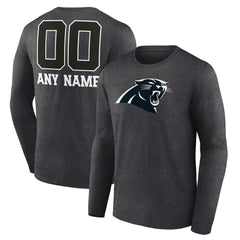 Carolina Panthers Personalized Name & Number Monochrome Long Sleeve T-Shirt - Charcoal outlet
