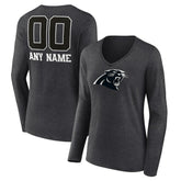 Carolina Panthers Women's Personalized Name & Number Monochrome V-neck T-Shirt - Charcoal cheap