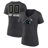 Carolina Panthers Women's Personalized Name & Number Monochrome V-Neck Long Sleeve T-Shirt - Charcoal for sale