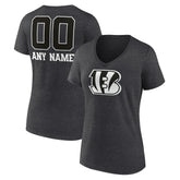 Cincinnati Bengals Women's Personalized Name & Number Monochrome V-Neck Long Sleeve T-Shirt - Charcoal outlet