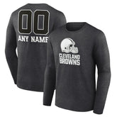 Cleveland Browns Personalized Name & Number Monochrome Long Sleeve T-Shirt - Charcoal on sale