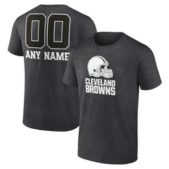 Cleveland Browns Personalized Name & Number Monochrome T-Shirt - Charcoal for sale