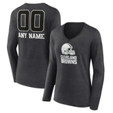Cleveland Browns Women's Personalized Name & Number Monochrome V-neck T-Shirt - Charcoal online