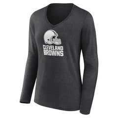 Cleveland Browns Women's Personalized Name & Number Monochrome V-neck T-Shirt - Charcoal online